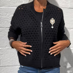 🍃Lässige Strickjacke mit Reißverschluss für Damen mit Hohldesign