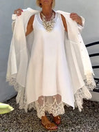 Soleri™ Lace Cotton-Linen Dress & Cardigan Set — Breezy Layers for Effortless Days