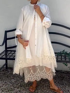 Soleri™ Lace Cotton-Linen Dress & Cardigan Set — Breezy Layers for Effortless Days