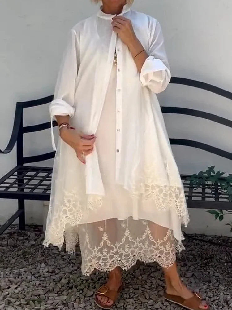 Soleri™ Lace Cotton-Linen Dress & Cardigan Set — Breezy Layers for Effortless Days