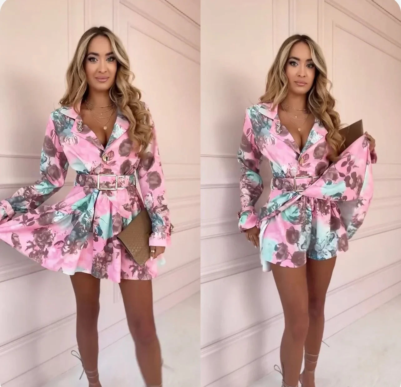 Aria Floral Waist-Slimming Long-Sleeve Dress — Limited Edition