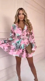Aria Floral Waist-Slimming Long-Sleeve Dress — Limited Edition