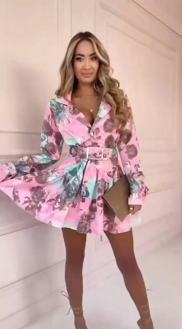 Aria Floral Waist-Slimming Long-Sleeve Dress — Limited Edition