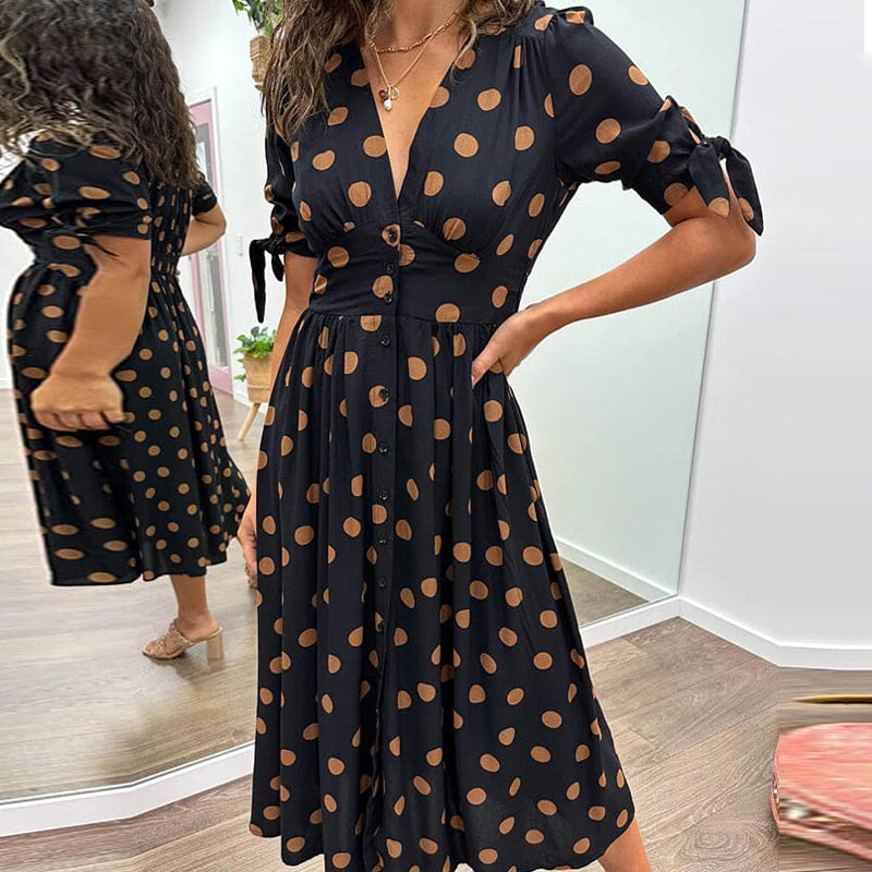 💃Stippeljurk met diepe V-halslijn