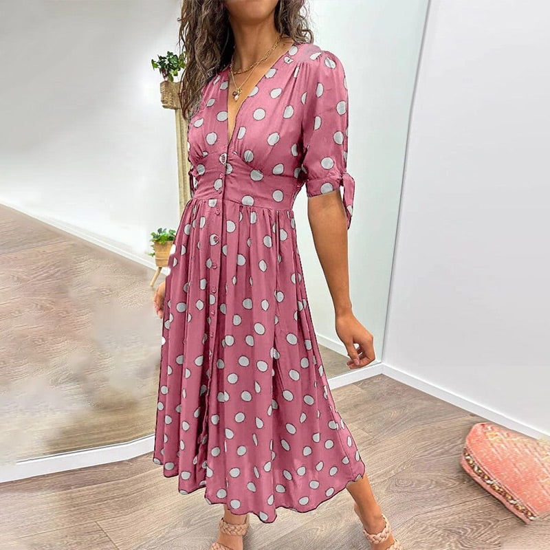 💃Stippeljurk met diepe V-halslijn