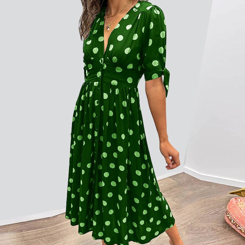 💃Stippeljurk met diepe V-halslijn