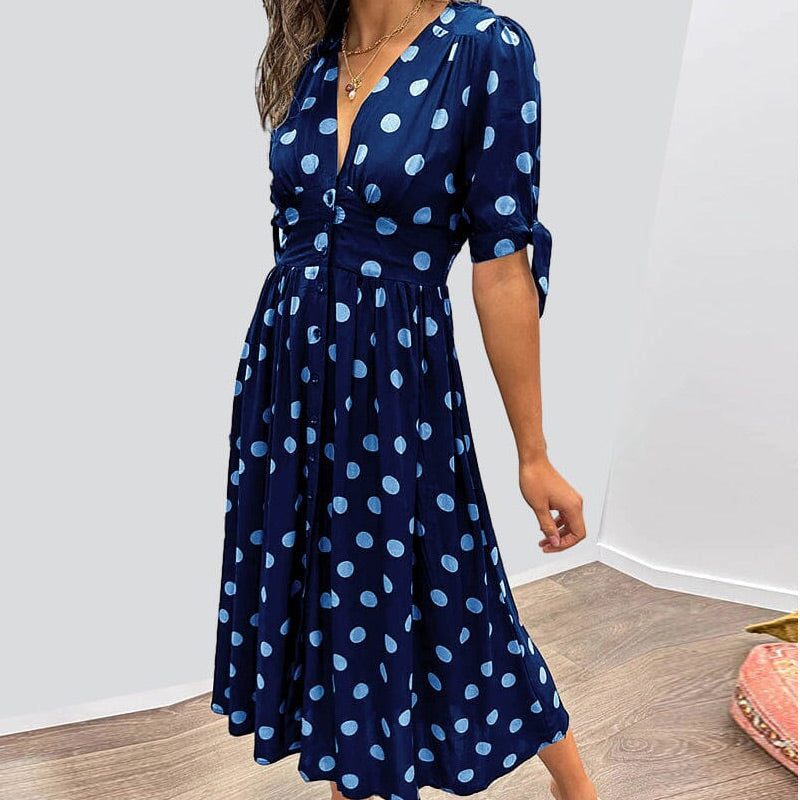 💃Stippeljurk met diepe V-halslijn
