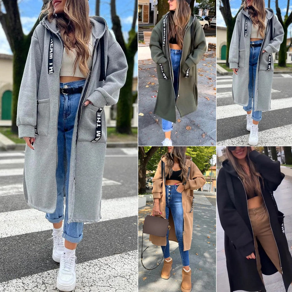 Women’s Long Hooded Sweatshirt – Oversized Winter Hoodie with Pockets