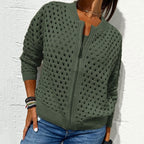🍃Lässige Strickjacke mit Reißverschluss für Damen mit Hohldesign