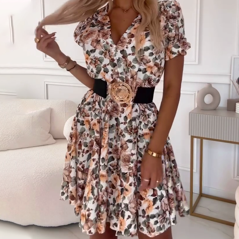Mini jurk met bloemenprint en V-hals voor dames