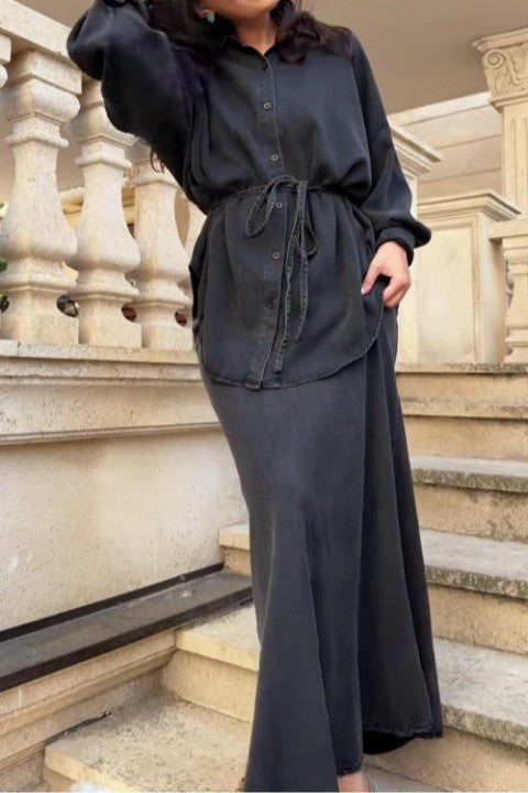 Soleri™ Tie-Waist Shirt & Skirt Set – Effortless Layers for Aussie Days