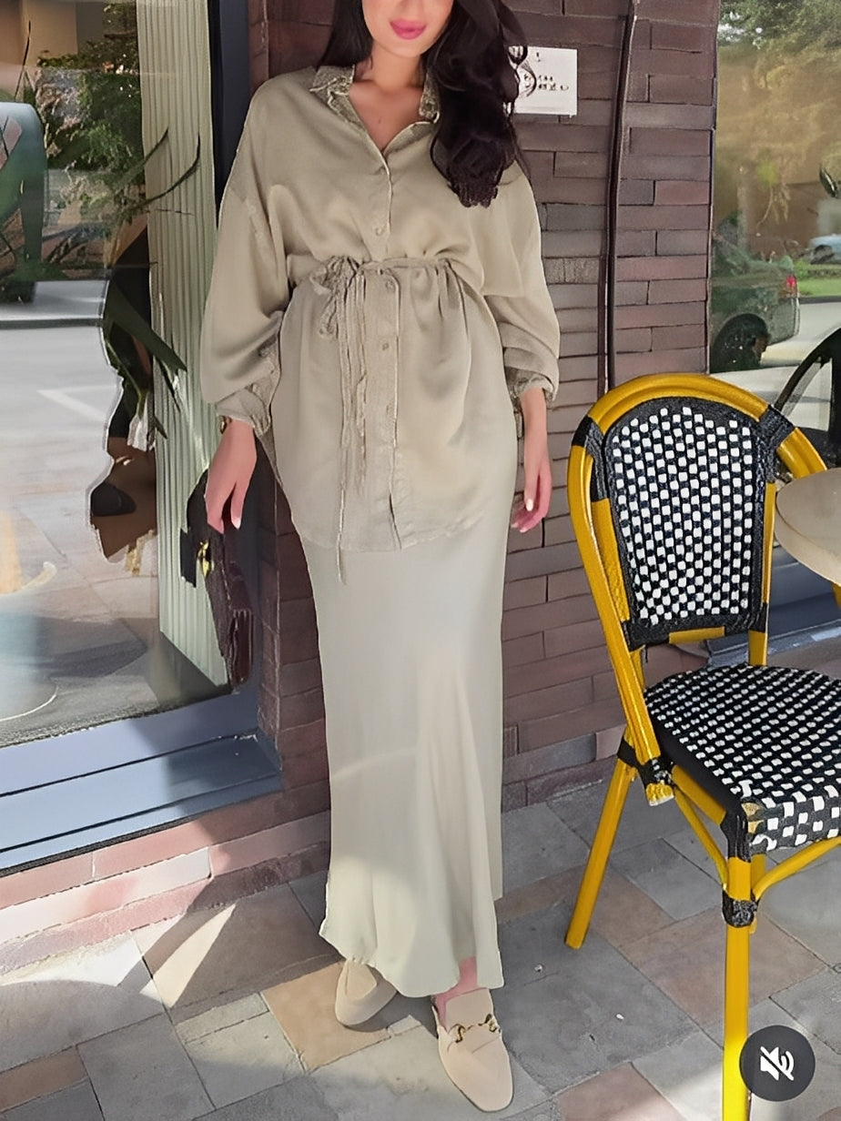 Soleri™ Tie-Waist Shirt & Skirt Set – Effortless Layers for Aussie Days